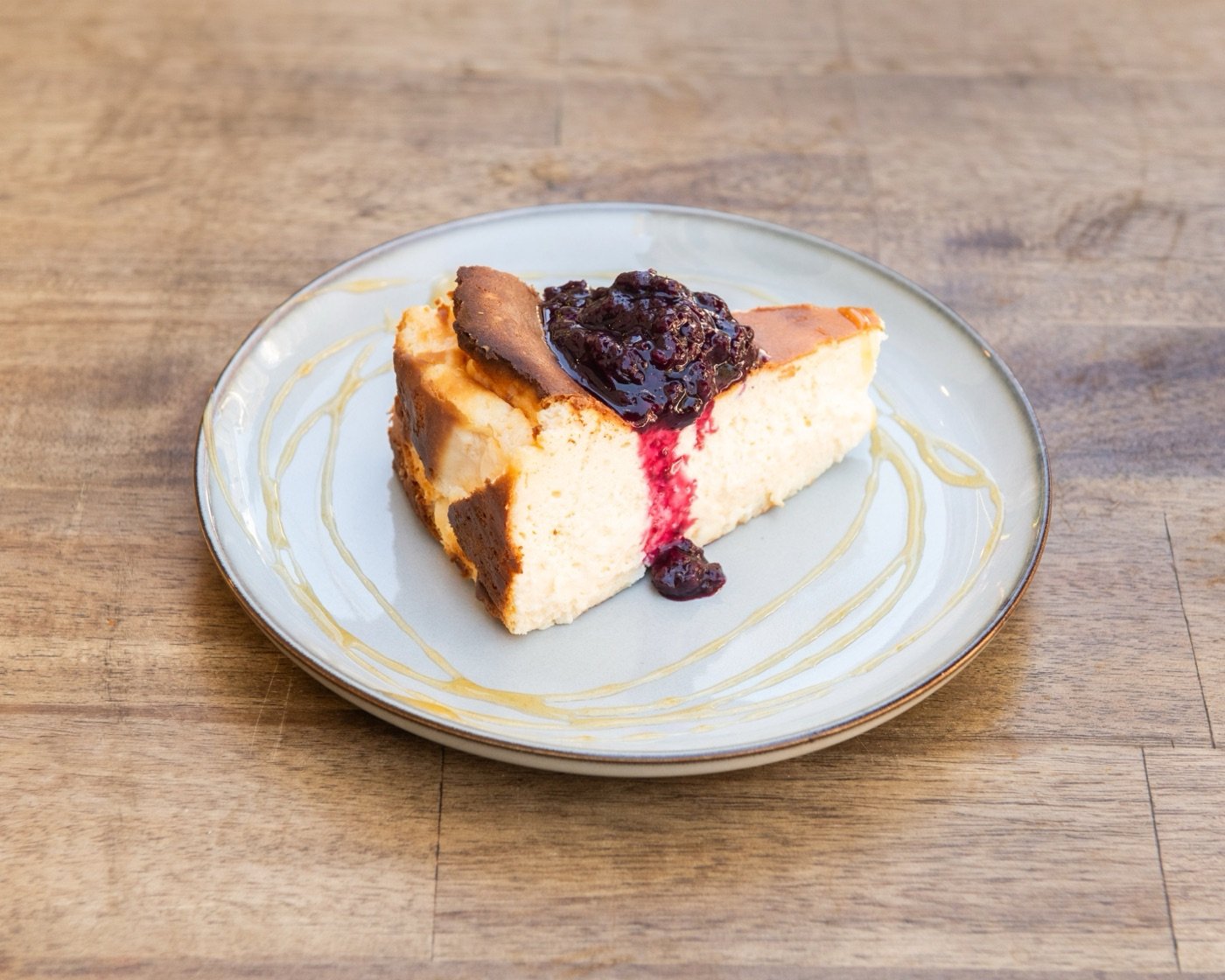 San Sebastian burnt Basque cheesecake, dark on top and soft in the centre, served at Cappadocia Cafe Darlinghurst